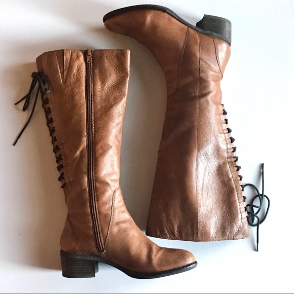 Steve Madden Womens Bend Boot Casual Black Leather Ruffled Riding mid Calf Size 10 M